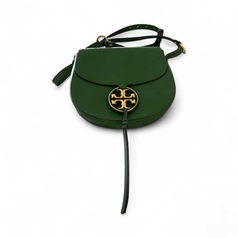 EUC Tory Burch Miller Metal Saddlebag in Arugula